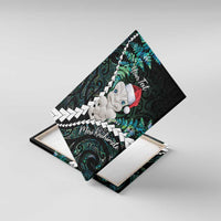 New Zealand Personalised Canvas Wall Art Meri Kirihimete Kowhaiwhai Mix Paua Shell - Emerald LT7 With Frame Green - Polynesian Pride