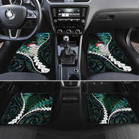 New Zealand Personalised Car Mats Meri Kirihimete Kowhaiwhai Mix Paua Shell - Emerald LT7 Set 4pcs Green - Polynesian Pride