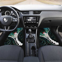New Zealand Personalised Car Mats Meri Kirihimete Kowhaiwhai Mix Paua Shell - Emerald LT7 Set 2pcs - Front Green - Polynesian Pride