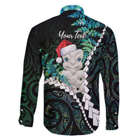 New Zealand Personalised Family Matching Mermaid Dress and Hawaiian Shirt Meri Kirihimete Kowhaiwhai Mix Paua Shell - Emerald