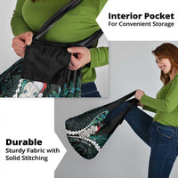 New Zealand Personalised Grocery Bag Meri Kirihimete Kowhaiwhai Mix Paua Shell - Emerald