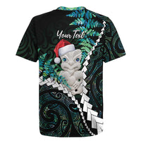 New Zealand Personalised Rugby Jersey Meri Kirihimete Kowhaiwhai Mix Paua Shell - Emerald