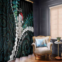 New Zealand Personalised Window Curtain Meri Kirihimete Kowhaiwhai Mix Paua Shell - Emerald LT7 - Polynesian Pride