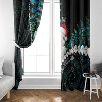 New Zealand Personalised Window Curtain Meri Kirihimete Kowhaiwhai Mix Paua Shell - Emerald LT7 - Polynesian Pride