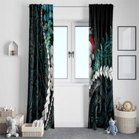 New Zealand Personalised Window Curtain Meri Kirihimete Kowhaiwhai Mix Paua Shell - Emerald LT7 - Polynesian Pride