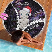 New Zealand Personalised Beach Blanket Meri Kirihimete Kowhaiwhai Mix Paua Shell - Amethys LT7 - Polynesian Pride