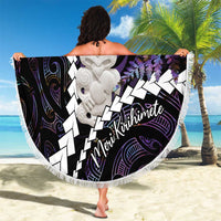 New Zealand Personalised Beach Blanket Meri Kirihimete Kowhaiwhai Mix Paua Shell - Amethys LT7 - Polynesian Pride