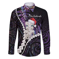 New Zealand Personalised Family Matching Puletasi and Hawaiian Shirt Meri Kirihimete Kowhaiwhai Mix Paua Shell - Amethys