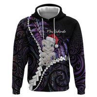 New Zealand Personalised Hoodie Meri Kirihimete Kowhaiwhai Mix Paua Shell - Amethys LT7 Pullover Hoodie Purple - Polynesian Pride