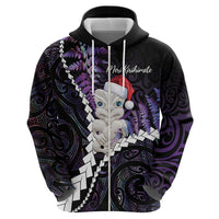 New Zealand Personalised Hoodie Meri Kirihimete Kowhaiwhai Mix Paua Shell - Amethys LT7 - Polynesian Pride
