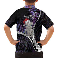 New Zealand Personalised Kid Hawaiian Shirt Meri Kirihimete Kowhaiwhai Mix Paua Shell - Amethys