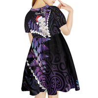 New Zealand Personalised Kid Short Sleeve Dress Meri Kirihimete Kowhaiwhai Mix Paua Shell - Amethys