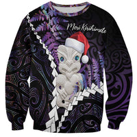New Zealand Personalised Sweatshirt Meri Kirihimete Kowhaiwhai Mix Paua Shell - Amethys LT7 Unisex Purple - Polynesian Pride