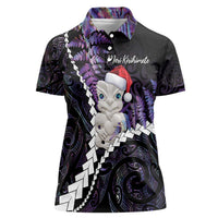 New Zealand Personalised Women Polo Shirt Meri Kirihimete Kowhaiwhai Mix Paua Shell - Amethys
