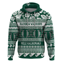 Hawaii Rainbow Warriors Christmas Hoodie Kakau Motifs LT7 Pullover Hoodie Green - Polynesian Pride