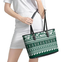 Hawaii Rainbow Warriors Christmas Leather Tote Bag Kakau Motifs LT7 - Polynesian Pride