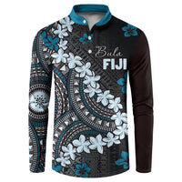 Bula Fiji Women's Day Button Sweatshirt Indigo Masi Tapa
