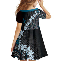 Bula Fiji Women's Day Family Matching Off The Shoulder Long Sleeve Dress and Hawaiian Shirt Indigo Masi Tapa