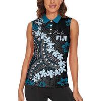 Bula Fiji Women's Day Women Sleeveless Polo Shirt Indigo Masi Tapa