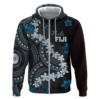 Bula Fiji Women's Day Zip Hoodie Indigo Masi Tapa