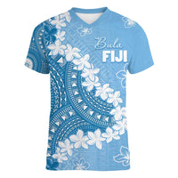 Bula Fiji Women's Day Women V-Neck T-Shirt Turquoise Masi Tapa