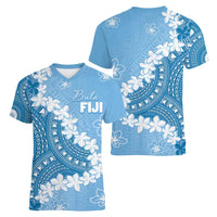 Bula Fiji Women's Day Women V-Neck T-Shirt Turquoise Masi Tapa