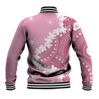 Bula Fiji Women's Day Baseball Jacket Pink Masi Tapa