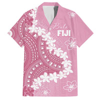 Bula Fiji Women's Day Family Matching Off Shoulder Maxi Dress and Hawaiian Shirt Pink Masi Tapa