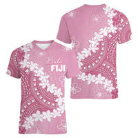 Bula Fiji Women's Day Women V-Neck T-Shirt Pink Masi Tapa
