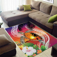 Polynesian Dreamy Turtle Area Rug Sunset Scenery