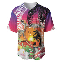 Polynesian Dreamy Turtle Baseball Jersey Sunset Scenery
