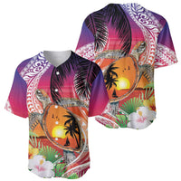 Polynesian Dreamy Turtle Baseball Jersey Sunset Scenery
