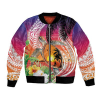 Polynesian Dreamy Turtle Bomber Jacket Sunset Scenery