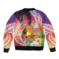 Polynesian Dreamy Turtle Bomber Jacket Sunset Scenery