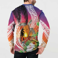 Polynesian Dreamy Turtle Button Sweatshirt Sunset Scenery LT7 - Polynesian Pride