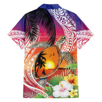 Polynesian Dreamy Turtle Family Matching Tank Maxi Dress and Hawaiian Shirt Sunset Scenery