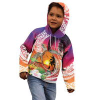 Polynesian Dreamy Turtle Kid Hoodie Sunset Scenery