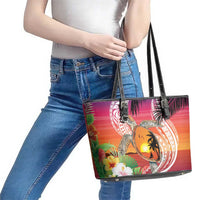 Polynesian Dreamy Turtle Leather Tote Bag Sunset Scenery LT7 - Polynesian Pride