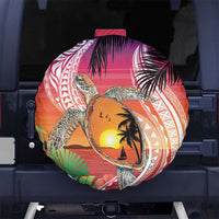 Polynesian Dreamy Turtle Spare Tire Cover Sunset Scenery LT7 No hole Art - Polynesian Pride