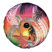 Polynesian Dreamy Turtle Spare Tire Cover Sunset Scenery LT7 - Polynesian Pride