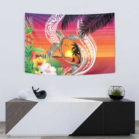 Polynesian Dreamy Turtle Tapestry Sunset Scenery