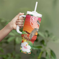 Polynesian Dreamy Turtle Tumbler With Handle Sunset Scenery LT7 - Polynesian Pride
