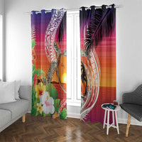 Polynesian Dreamy Turtle Window Curtain Sunset Scenery LT7 With Grommets Art - Polynesian Pride
