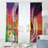Polynesian Dreamy Turtle Window Curtain Sunset Scenery LT7 - Polynesian Pride