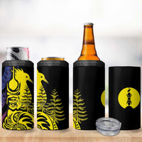 New Caledonia Kanaky 4 in 1 Can Cooler Tumbler Stylized Fleche Faitiere With Kagu Bird
