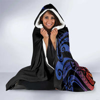 New Caledonia Kanaky Hooded Blanket Stylized Fleche Faitiere With Kagu Bird