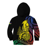 New Caledonia Kanaky Kid Hoodie Stylized Fleche Faitiere With Kagu Bird