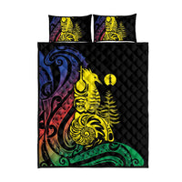 New Caledonia Kanaky Quilt Bed Set Stylized Fleche Faitiere With Kagu Bird