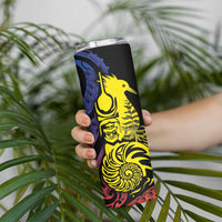 New Caledonia Kanaky Skinny Tumbler Stylized Fleche Faitiere With Kagu Bird