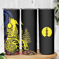 New Caledonia Kanaky Skinny Tumbler Stylized Fleche Faitiere With Kagu Bird